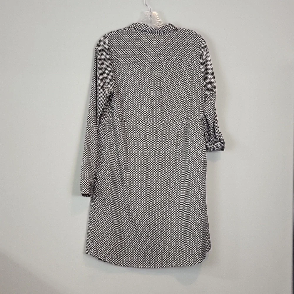 MOTHERHOOD MATERNITY Black White Empire Waist Long Sleeve Roll Tab Shirt Dress - Picture 10 of 13